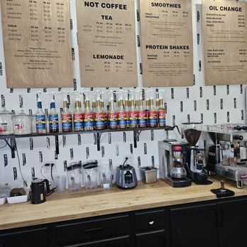 The Filter Change - Behind the counter. Notice the last menu board. How many coffee shops have THAT, and they actually do that work on site. - Coffee & Tea Near Me - Needles, California The Filter Change - Behind the counter. Notice the last menu board. How many coffee shops have THAT, and they actually do that work on site. - Coffee & Tea Near Me - Needles, California