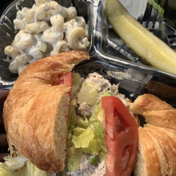 Cherubs Cafe - Chicken Pecan Salad Croissant with Pasta Salad - Cafes Near Me - Belmont, North Carolina
