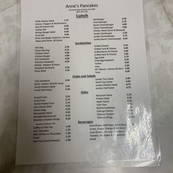 Anne's Pancakes Natural & Vegetarian Foods - Lunch menu