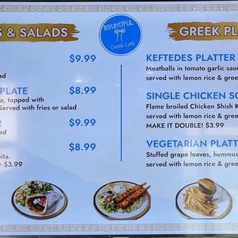 Bountiful Greek Cafe - Menu 1 June 2022 - Greek Near Me - Bountiful, Utah