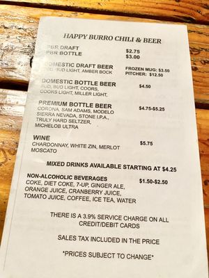 Menu photo 2 Happy Burro Chili & Beer Beatty, NV Menu photo 2 Happy Burro Chili & Beer Beatty, NV