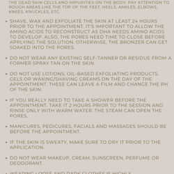 Spray Tan Summer Esthetics - Spray Tan Summer Prep Instructions