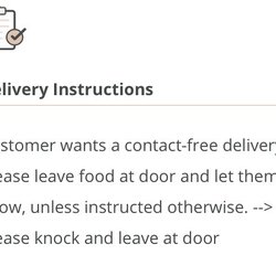 A G Pizza & Restaurant - The delivery instructions to the restaurant as requested by me: please knock and leave at door