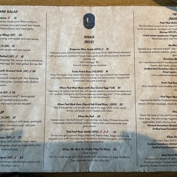 Khao Tiew - Menu - Thai Near Me - San Francisco, California