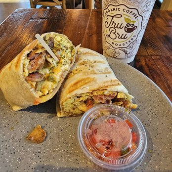 Tru Bru - The chicken sausage breakfast burrito - Coffee & Tea Near Me - Orange, California Tru Bru - The chicken sausage breakfast burrito - Coffee & Tea Near Me - Orange, California