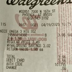 Walgreens - Receipt for Trail Mix