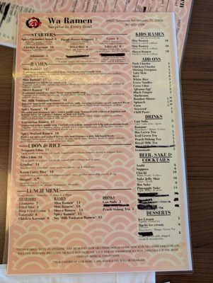 Menu photo 4 Wa Ramen Orlando, FL