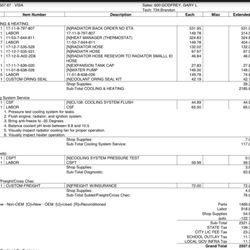 Tuffy Tire & Auto Service - Receipt for coolant leak
