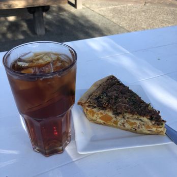 Rustic Bakery - Iced tea and quiche (sweet potato, mushroom, and bacon) - Bakeries Near Me - Larkspur, California Rustic Bakery - Iced tea and quiche (sweet potato, mushroom, and bacon) - Bakeries Near Me - Larkspur, California