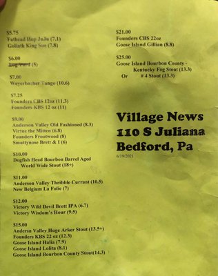 Menu photo 2 Village News LLC Bedford, PA