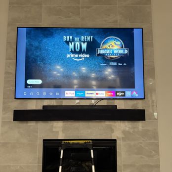 Affordable TV Pro - Tv mounted into granite tile! - Home Theatre Installation Near Me Affordable TV Pro - Tv mounted into granite tile! - Home Theatre Installation Near Me