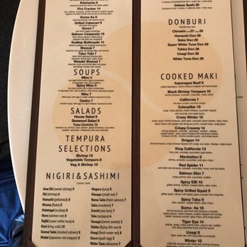 Friends Sushi - Menu as of June 2017 - Sushi Bars Near Me - Chicago, Illinois