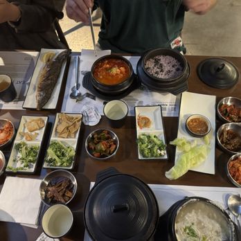 Du Bu Gong Bang - Oyster Seaweed Soon Dubu / 굴 매생이 순두부pork Kimchi Pureed Soy Stew / 김치 콩비지 Soon Dubu & La Kalbi / 순두부 & La갈비 Soon Dubu & Grilled Mackerel - Korean Near Me - Duluth, Georgia
