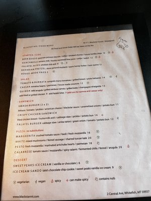 Menu photo 7 Blackstar Brewery Whitefish, MT