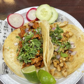 Cafe Con Pan - two tacos on a plate - Mexican Near Me - Staten Island, New York