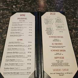 Drink menu Drink menu