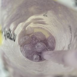 Ice spheres that kept getting stuck on the straw - normally this smoothie is wonderful.