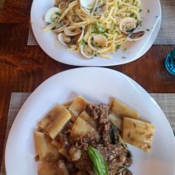 San Gennaro Trattoria Restaurant Bar - Paccheri Genovese and Linguine Vongole
