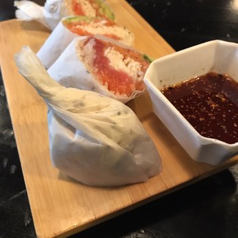 Sushi Monster - Tsunami roll with soy paper.  --  the fish here is fresher than many sushi places in Little Tokyo or South Bay - Sushi Bars Near Me - Montrose, California