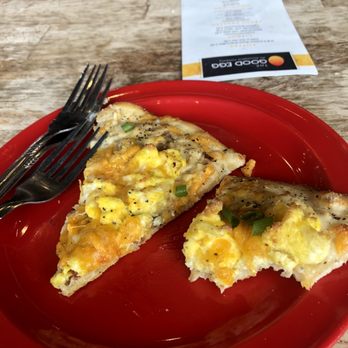 Accomplice for Breakfast - Greg's creation: breakfast pizza Perfectly seasoned, excellent dough! Biscuit gravy as the sauce, eggs & cheese with sprinkles of bacon - Breakfast & Brunch Near Me - Laramie, Wyoming