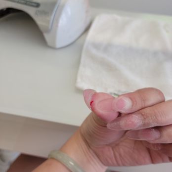 LB Nails Studio - Nail tech used electric nail file and missed my nail. She ended up filing my skin until I pulled my hand back because of the pain. - Nail Salons Near Me - Long Beach, California
