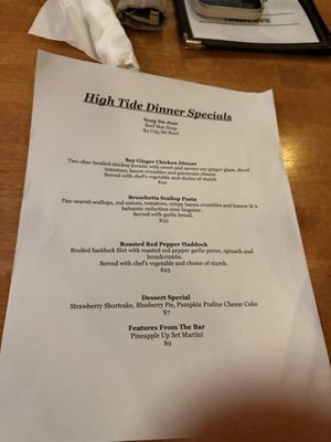 Menu photo 1 High Tide Restaurant & Bar Brewer, ME Menu photo 1 High Tide Restaurant & Bar Brewer, ME