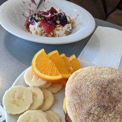Falls Cafe & Canoe - Breakfast sandwich and parfait