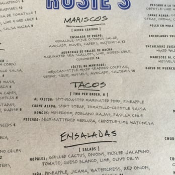 Rosie's - Menu 2 - Mexican Near Me - New York, New York Rosie's - Menu 2 - Mexican Near Me - New York, New York