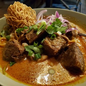Lamaii - Henderson - Kao Soi ($22.00). The protein is braised beef. - Thai Near Me - Henderson, Nevada Lamaii - Henderson - Kao Soi ($22.00). The protein is braised beef. - Thai Near Me - Henderson, Nevada