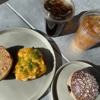 Little Flower - breakfast sammie and earl greg cream puff - Coffee & Tea Near Me - Astoria, New York Little Flower - breakfast sammie and earl greg cream puff - Coffee & Tea Near Me - Astoria, New York