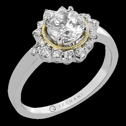 Cooper & Binkley Jewelers - Zeghani ZR2418 engagement ring from Cooper & Binkley Jewelers features a brilliant center diamond surrounded by a sparkling f...