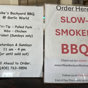 Mike's Backyard BBQ - Menu - Barbeque Near Me - Gilroy, California