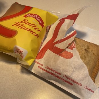 Red Ribbon Bakeshop - Butter mamon and beef empanada - Bakeries Near Me - Rancho Cucamonga, California Red Ribbon Bakeshop - Butter mamon and beef empanada - Bakeries Near Me - Rancho Cucamonga, California