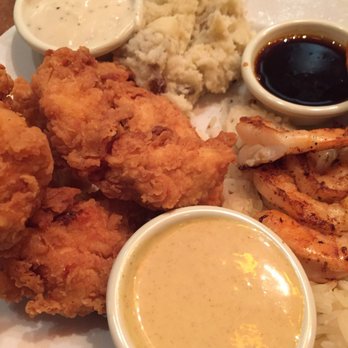 Cheddar's Scratch Kitchen - Chicken tenders and grilled shrimp on rice with side of mashed potatoes - American Near Me - Orlando, Florida Cheddar's Scratch Kitchen - Chicken tenders and grilled shrimp on rice with side of mashed potatoes - American Near Me - Orlando, Florida