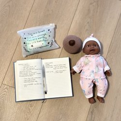 Looma Birth - props from the breastfeeding class and a gift of goodies.