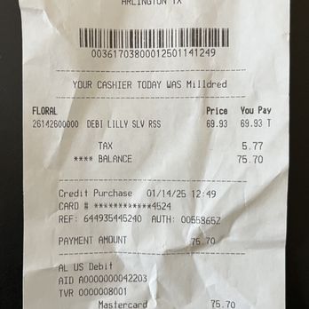 Tom Thumb - She didn't even charge me for roses. She added some "Lilly" arrangement to be able to charge me what she wanted. - Grocery Near Me - Arlington, Texas Tom Thumb - She didn't even charge me for roses. She added some "Lilly" arrangement to be able to charge me what she wanted. - Grocery Near Me - Arlington, Texas