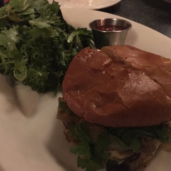Guild Tavern - Burger with mushrooms, sweet onion and peach jam, bacon, and garlic aioli - Steakhouses Near Me - South Burlington, Vermont Guild Tavern - Burger with mushrooms, sweet onion and peach jam, bacon, and garlic aioli - Steakhouses Near Me - South Burlington, Vermont
