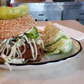 Palace Diner - The massive fried chicken sandwich - Breakfast & Brunch Near Me - Biddeford, Maine