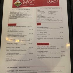 Mound View Golf Course - Lunch menu