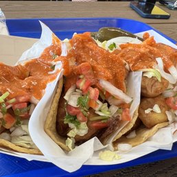 Fish , shrimp , and Stingray tacos
