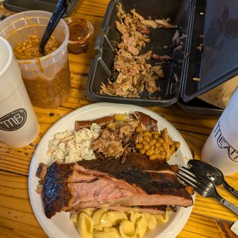 Meat Boss - Cottage Hill - Fixed a plate of ribs, pulled butt, pulled brisket, pulled chicken, Conecuh sausage, and sides (slaw, mac & cheese, boss beans, fries). - Barbeque Near Me - Mobile, Alabama Meat Boss - Cottage Hill - Fixed a plate of ribs, pulled butt, pulled brisket, pulled chicken, Conecuh sausage, and sides (slaw, mac & cheese, boss beans, fries). - Barbeque Near Me - Mobile, Alabama