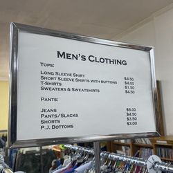 Tri-Valley Haven Thrift Store - Mens clothes prices (unbeatable) $1.50 for a tshirt!
