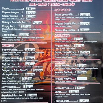 Danny’s Tacos - Menú - Food Trucks Near Me - Modesto, California Danny’s Tacos - Menú - Food Trucks Near Me - Modesto, California