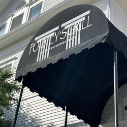 The sign out front