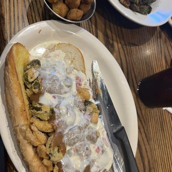 Chesterfield's - Another swamp po'boy with a side of okra. Both delicious - American Near Me - Hattiesburg, Mississippi Chesterfield's - Another swamp po'boy with a side of okra. Both delicious - American Near Me - Hattiesburg, Mississippi