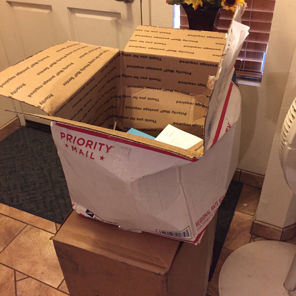 Another crushed and mistreated box from USPS. Another crushed and mistreated box from USPS.