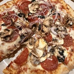 La Roma Pizza - Veggie pizza, minus peppers, add pepperoni