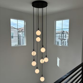 United Lighting & Electric - 21 foot ceiling chandelier installation (scaffolding required) - Electricians Near Me
