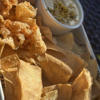 Talyard Brewing - Queso (added corn) with chips and chicharrones - Breweries Near Me - Sugar Land, Texas