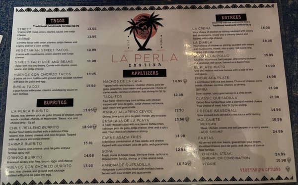 Menu photo 1 La Perla Cantina Mount Shasta, CA